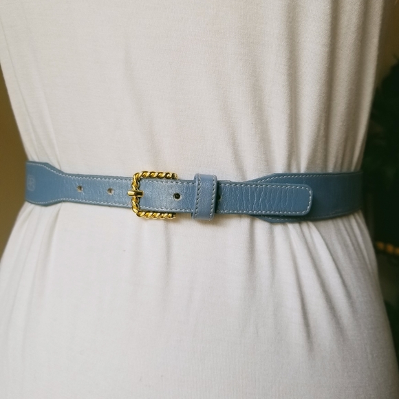 Pierre Cardin Accessories - VTG Vintage Pierre Cardin Blue leather slim belt M